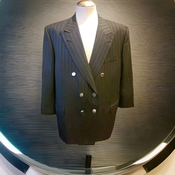Mens 42S Oxxford Clothes Black Double Breasted Blazer